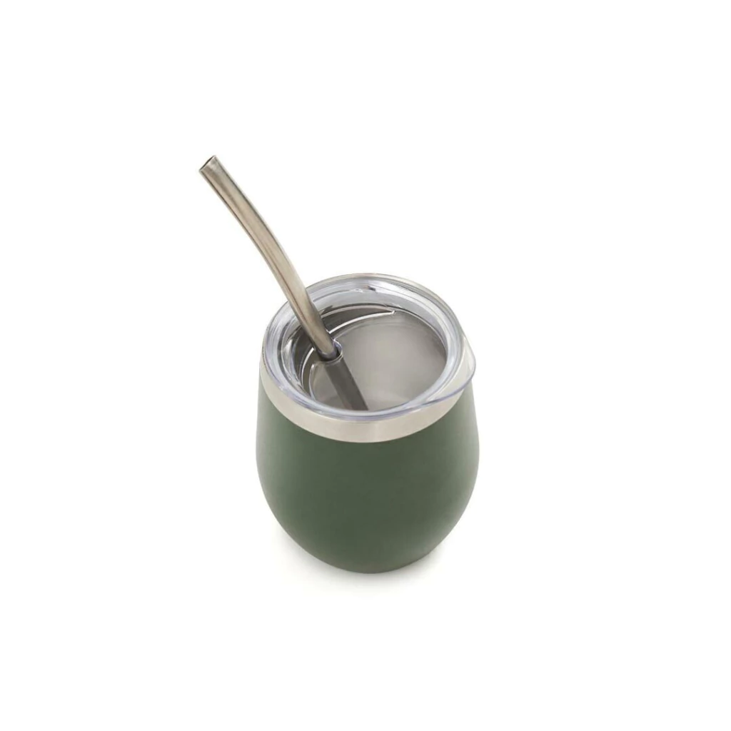 Mate San Roque con bombilla verde John Deere
